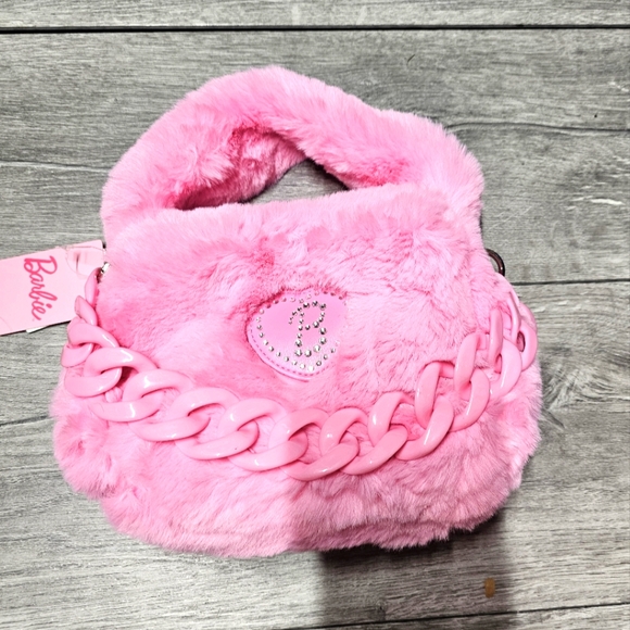 Barbie × Miniso Collection Barbie Series Plush Pink Versatile Handbag Purse - Picture 3 of 13